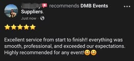 Customer review for DMB Events Suppliers
