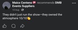 Customer review for DMB Events Suppliers